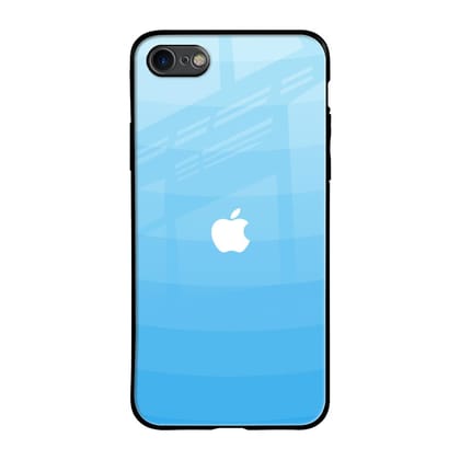 Wavy Blue Pattern Glass Case for iPhone SE 2020