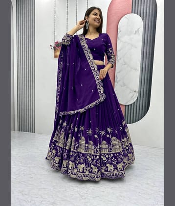 Aika Women Silk Flared Semi Stitched Lehenga Choli ( Purple )