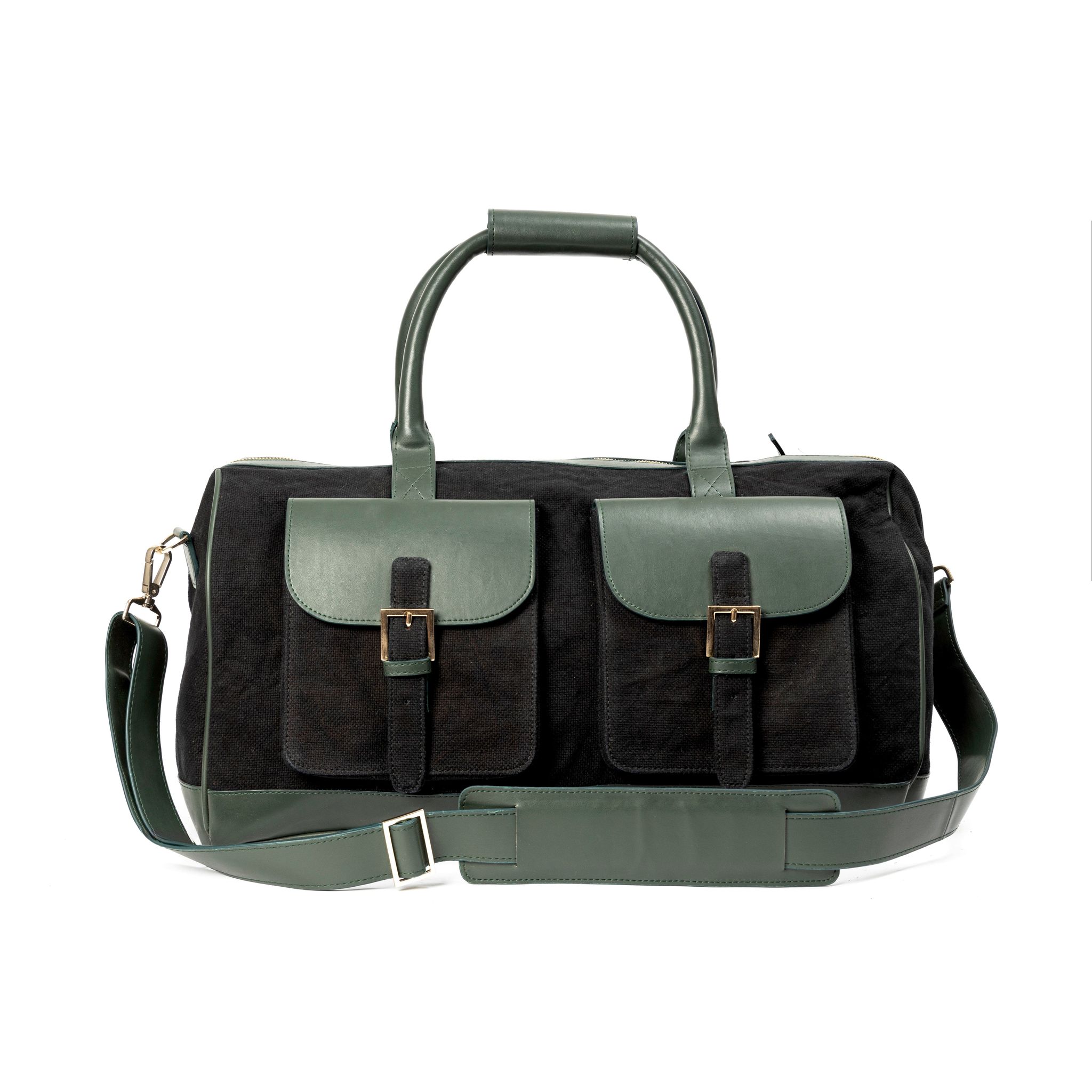 Ajax Vegan Leather Duffle Bag - Black