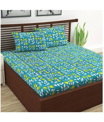 DIVINE CASA Cotton Double Bedsheet ( Turquoise )