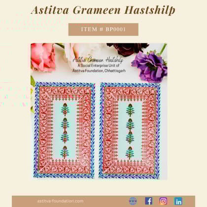 Hand Block–Printed Floral Cotton Placemats