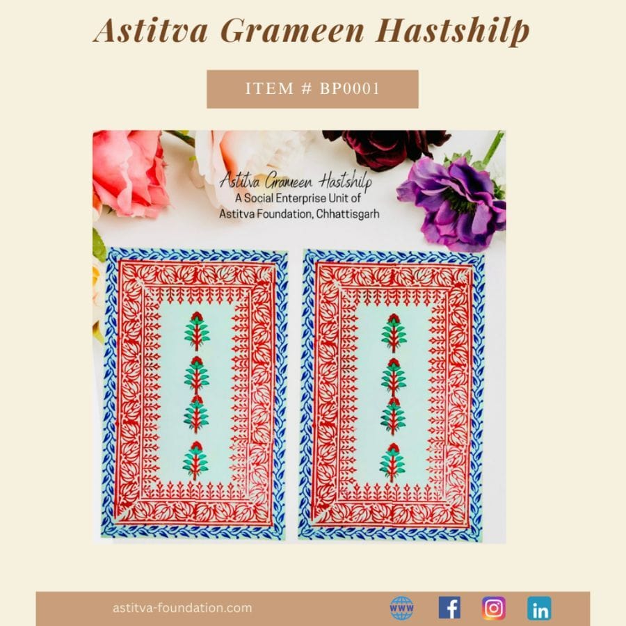 Hand Block–Printed Floral Cotton Placemats