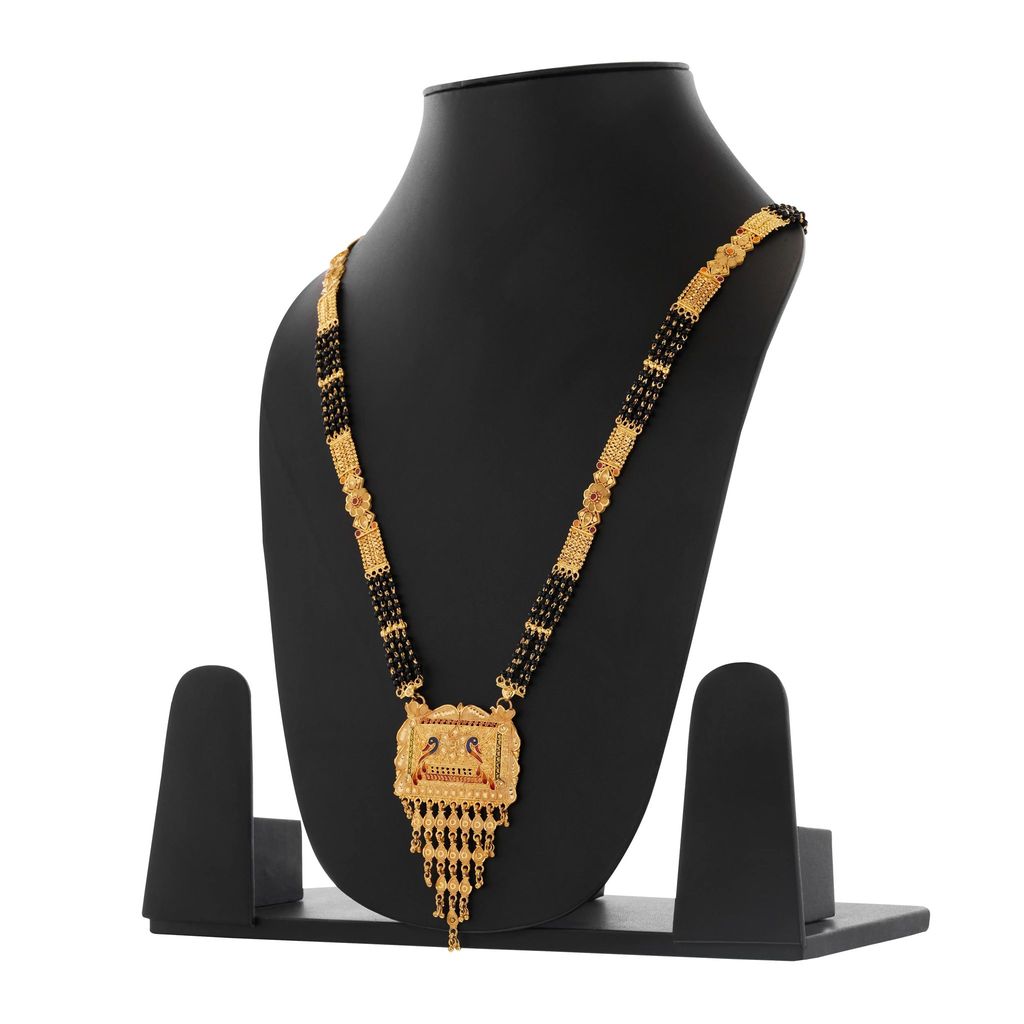 Gold-Plated Mangalsutra with Black Beads for Women