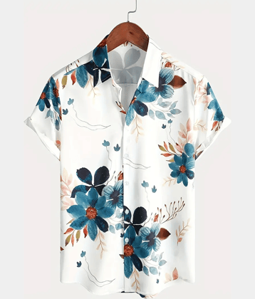 AAPSKA Poly Cotton Regular Fit Printed Half Sleeves Men's Casual Shirt - White ( Pack of 1 )