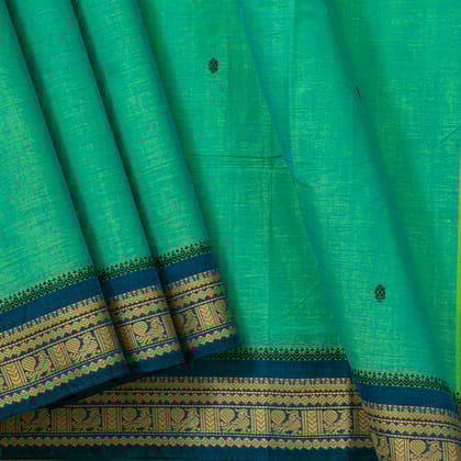 Sea Green And Blue Kanchi Cotton Saree PV MM KC 169