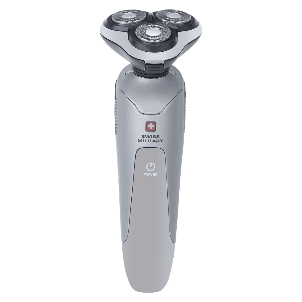 SWISS MILITARY SHV-61 Cordless Shaver for Face for Men (120min Runtime, IPX6 Waterproof, Grey) (Refurbished Product)