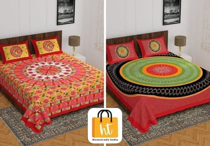 2201-Hometrade India- Standard Double Size (90*100 in )-Combo Double Bedsheet