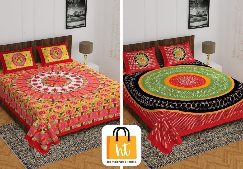 2201-Hometrade India- Standard Double Size (90*100 in )-Combo Double Bedsheet