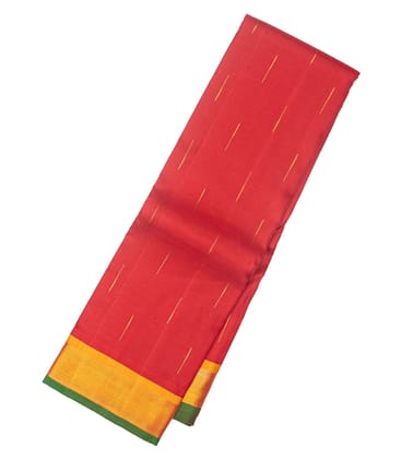 Red Handloom Kanchipuram Silk Saree With Jasmine Bud Buttas-Red