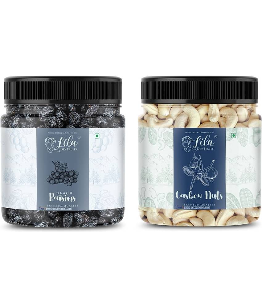 Lila Dry Fruits Cashew (100gm) & Black Raisin(100gm) Combo | Kaju Kali Dakh Combo