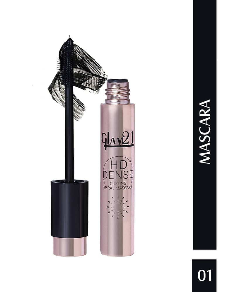 Glam 21 HD Dense Mascara With Petite Brush Smudge & Water Proof Eyelashes 16hrs Long-wear (Black)