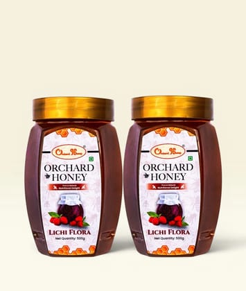 Orchard Honey Lichi Honey 1 KG | Pure Honey | No Additives or Preservatives | Rich in Antioxidants| Desi Honey | Wild Forest Honey for Weight loss & Digestion | Natural Shahad 500gm+500gm Pack
