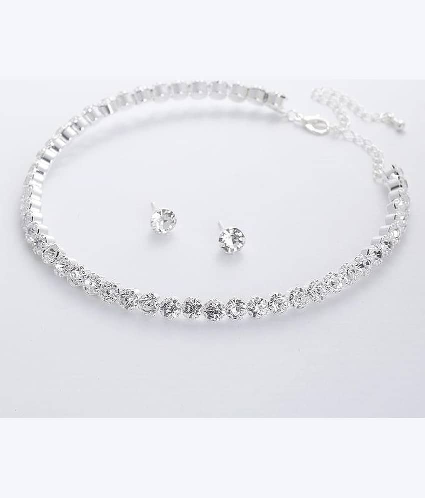 Rhosyn Silver Alloy Necklace Set ( Pack of 1 )