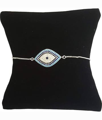 ZIVOM® Turkish Blue Evil Eye Good Luck Cubic Zirconia American Diamond Slider Expandable Adjustable Bracelet Women Girls