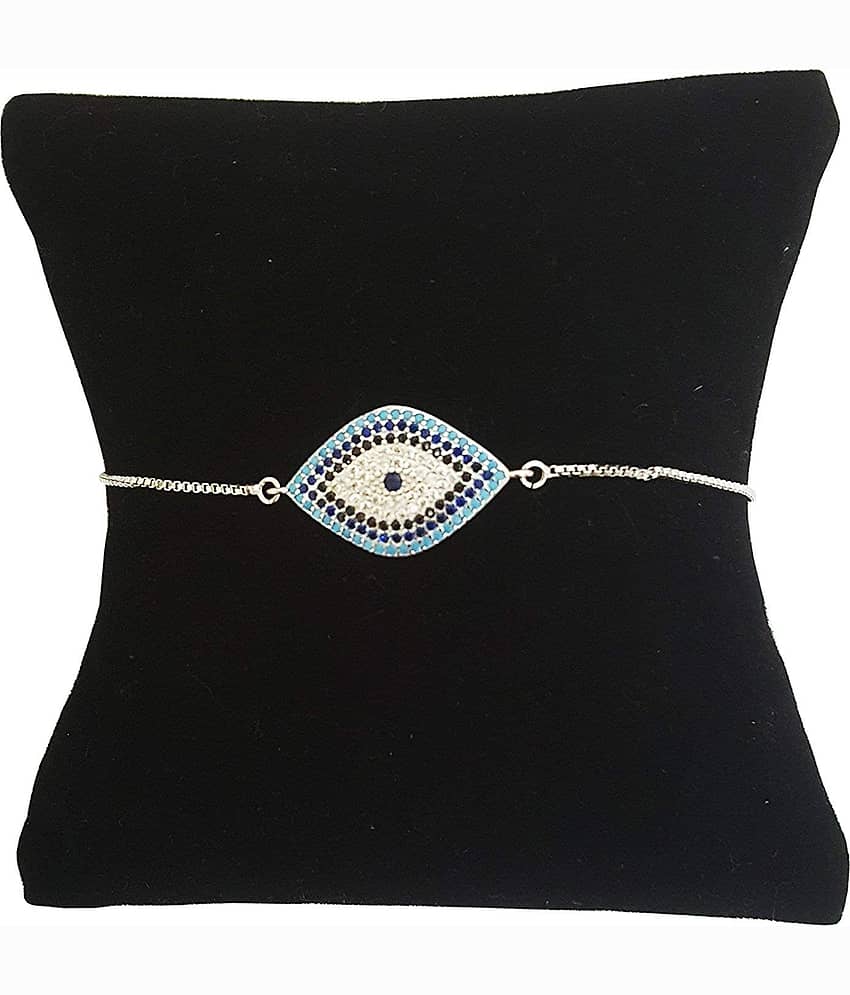 ZIVOM® Turkish Blue Evil Eye Good Luck Cubic Zirconia American Diamond Slider Expandable Adjustable Bracelet Women Girls