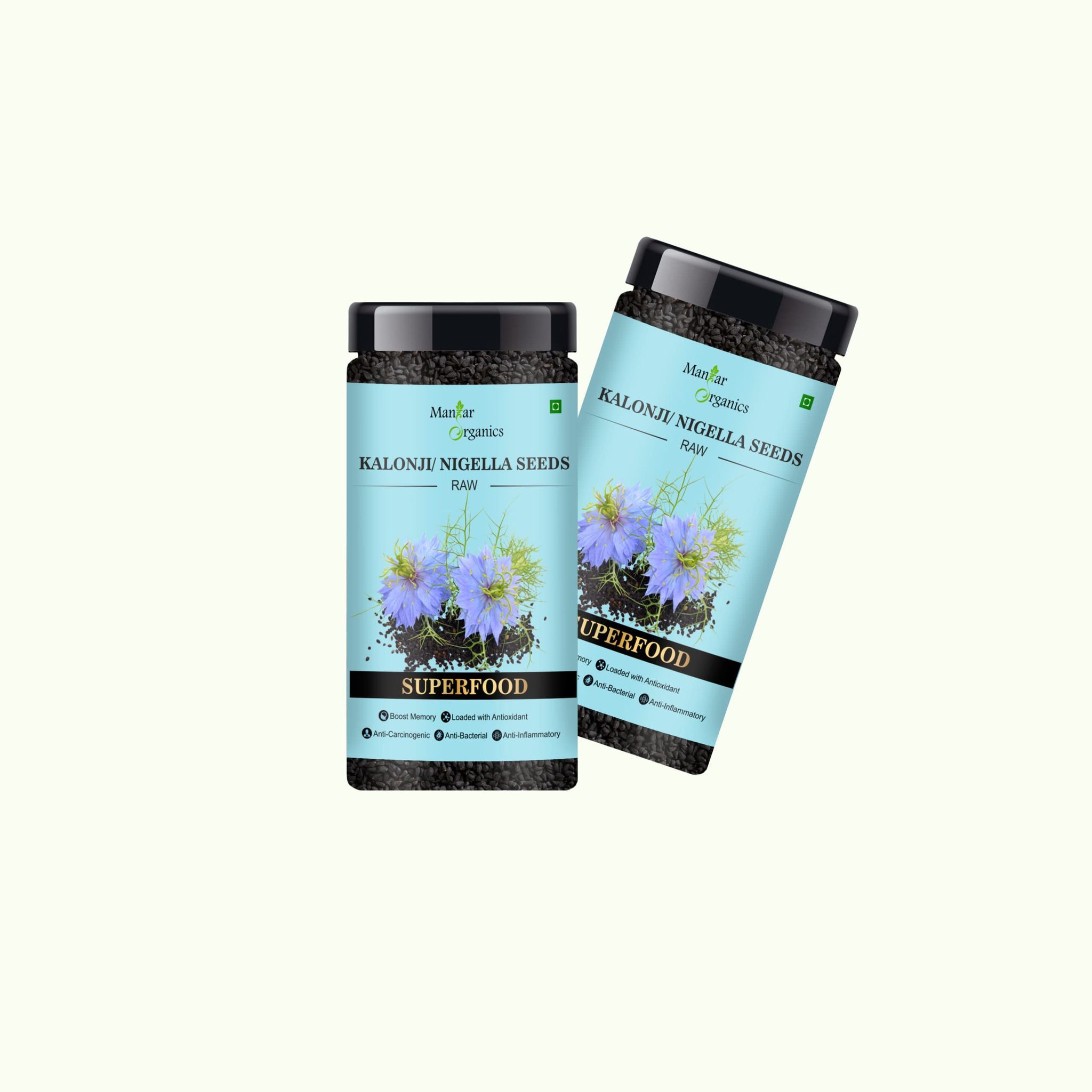 ManHar Organics Nigella Seeds 270gm Jar - Kalonji seeds for hair growth ( Pack of 2 ) (Nigella)