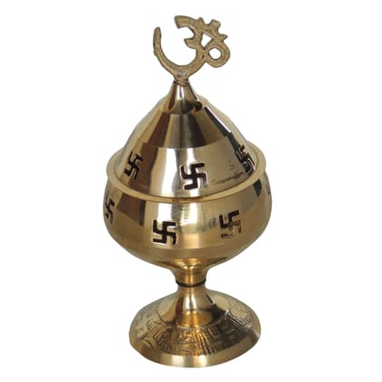 Brass Table Decor Oil Lamp Om Pakija Deepak  - Artistic Swan Shape Diya for Home, Height : 3.5 Inch (ZMAS164 D)