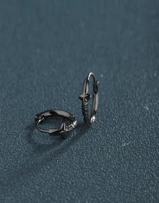 Anchor Hoop Earrings-Black / Pair