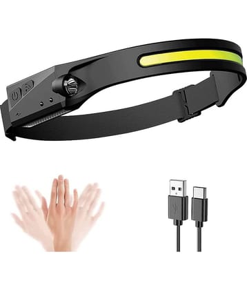 18-ENTERPRISE LED Headlamp with All Perspectives Induction 230° Illumination, 350 Lumens, 2 in 1 Lightweight Head Lights, Weatherproof, Type C Rechargeable Head Lamp for Running Camping, Sensor Outdoor Headlight (Pack of 1).