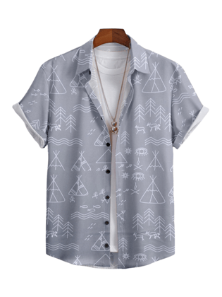 Trendy Grey Color Stylish Magic Cotton Designing Shirt by GlamaStitch-M