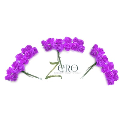 Bunch of 36 Pcs Hand Made Paper Flower - Purple Color