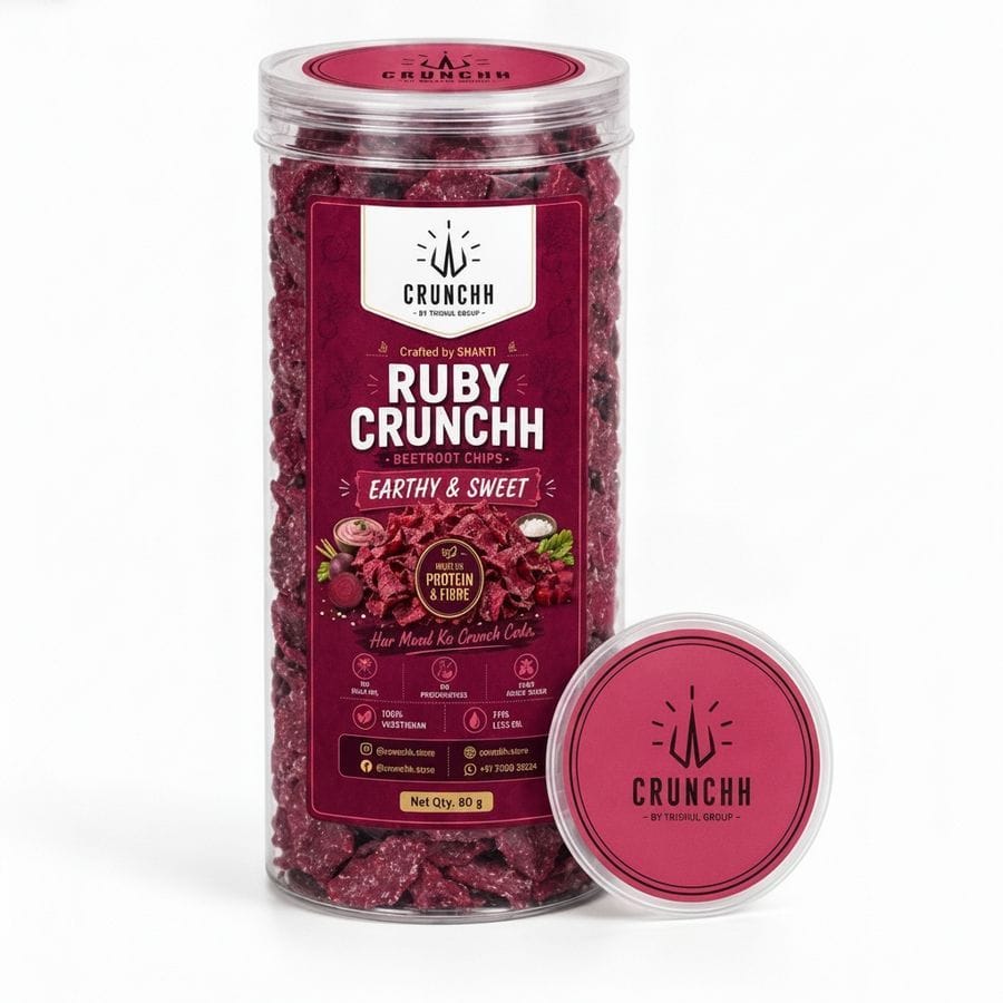 RUBY CRUNCHH BEETROOT CHIPS - 80 gm - One plastic jar of beetroot chips