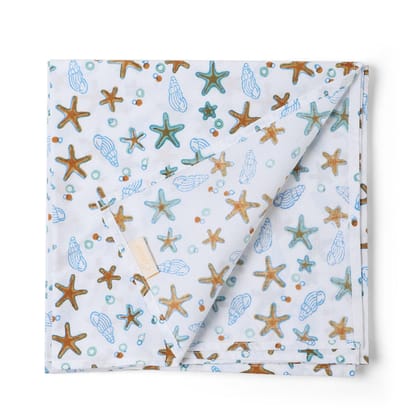 Hand Block Printed Cot Sheet 40x40-Blue/orange/Turquoise/Green/White / 200 TC Cotton / 40x40