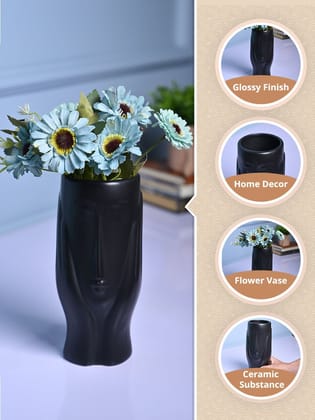 Black Glossy Ceramic Vase - Modern Artistry