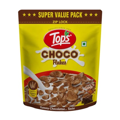 Tops Choco Flakes - 1.2kg Pouch| Delicious Chocolate Chocos | Helathy Proteins & Dietary fibres|No Added Preservatives.