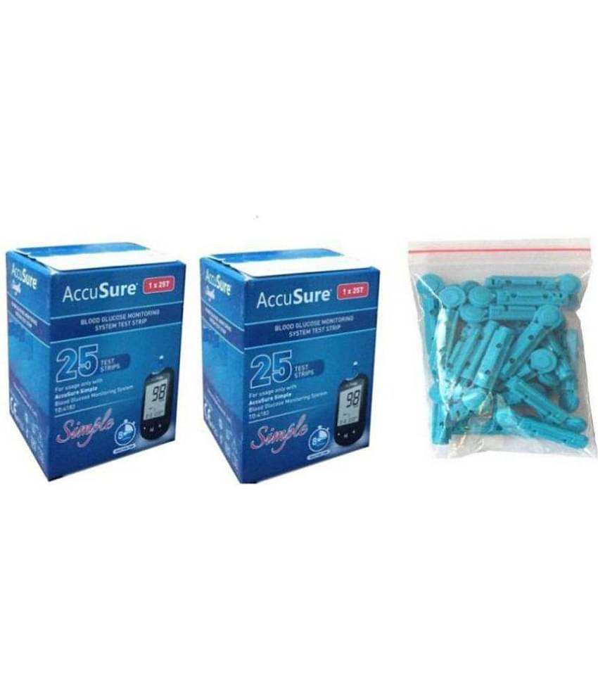 ACCUSURE Simple 50 Test Strips With Free 50 Round Lancet