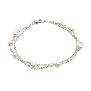 Techiefox Elegant Multi-Layered Metal Chain Bracelet with Lustrous Pearls  Stylish Designer Wrist Accessory for Women