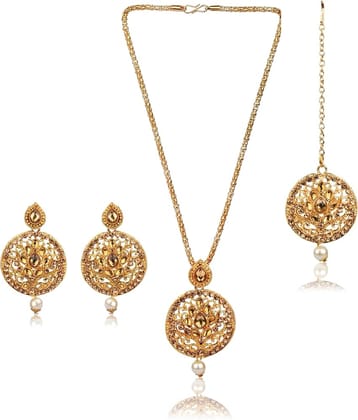 Darshini Designs - Golden Alloy Necklace Set ( Pack of 1 )