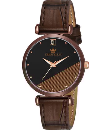 Crestello - Brown Leather Analog Womens Watch