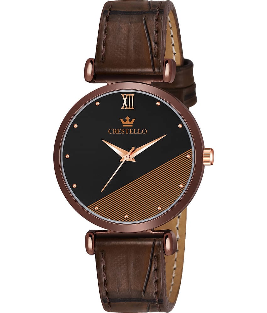 Crestello - Brown Leather Analog Womens Watch
