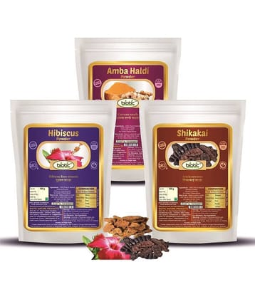 Biotic Amba Haldi, Hibiscus and Shikakai Powder (100g each) 300 gm