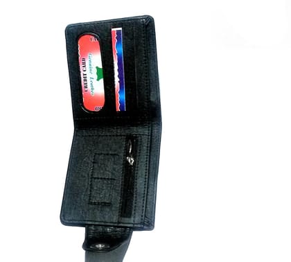 Nawani D.2 Unique Men's Black Leather Wallet, Size- 11/9 cm