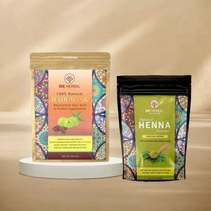 Natural Henna Powder & Herbal Hair Mask Combo-in