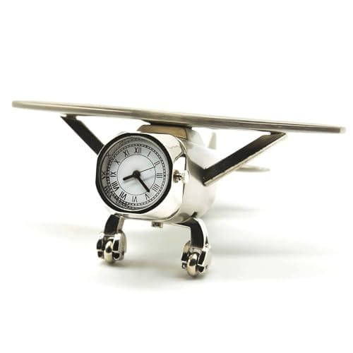 ZAHEPA Aeroplane Miniature Table Clock & Paper Weight – Stylish Analog Desk Clock with Roman Numerals, Vintage