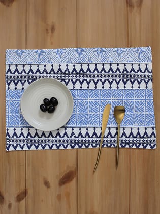 Alankaar - Set Of 2 Placemats (Blue)-32.5X47.5cm / Blue / 100% cotton