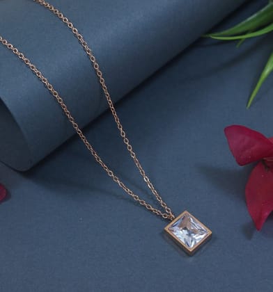 Stainless Steel Square Pendent Necklace - STNK 5475