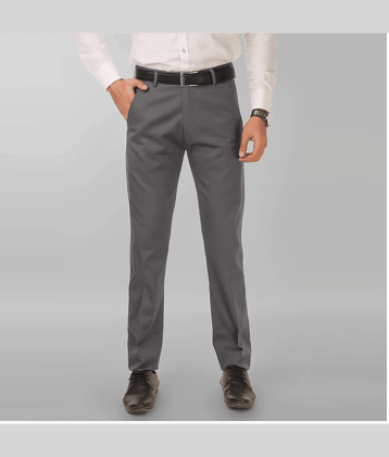 Haul Chic Dark Grey Slim -Fit Flat Trousers