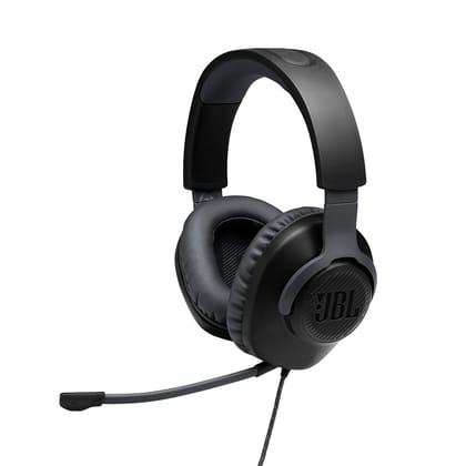 JBL Quantum 100 Wired Over Ear Gaming Headphones with Mic, 40mm Realistic Dynamic Drivers, Detachable Boom Mic, 1kHz Sensitivity, Memory Foam Cushioning, PC/Mobile/PS/Xbox/Nintendo/VR Compatible-Black Black / One Size