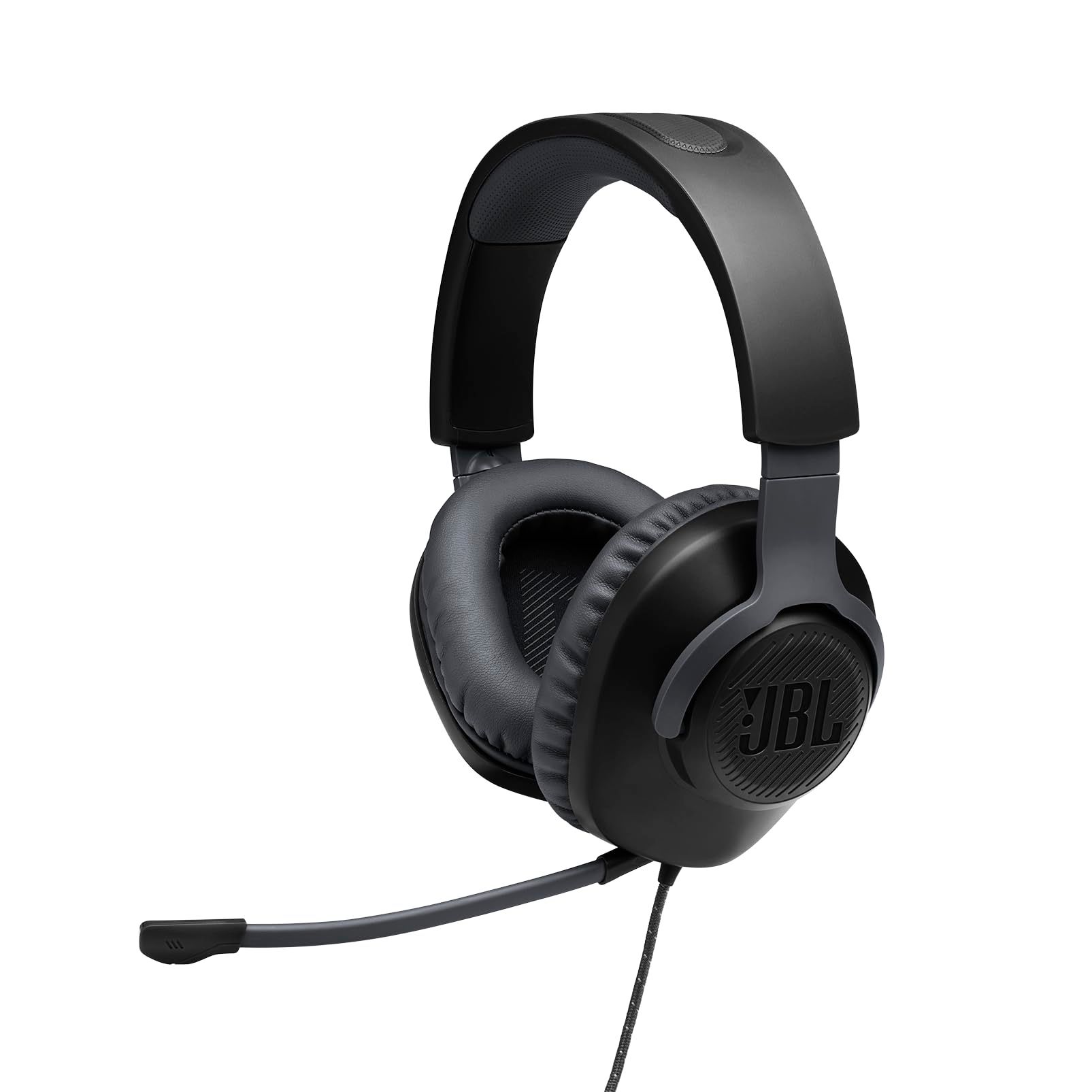JBL Quantum 100 Wired Over Ear Gaming Headphones with Mic, 40mm Realistic Dynamic Drivers, Detachable Boom Mic, 1kHz Sensitivity, Memory Foam Cushioning, PC/Mobile/PS/Xbox/Nintendo/VR Compatible-Black Black / One Size