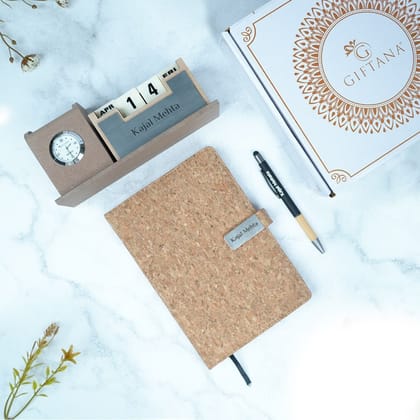 Premium 3-in-1 Personalized Office Gift - Notebook, Pen & Organizer Silver Set