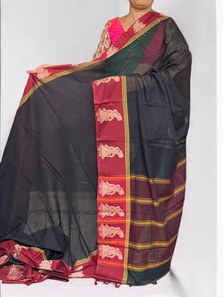 PURE NARAYANPET COTTON BLACK SARI