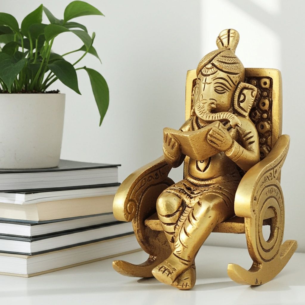 Brass Showpiece Chair Ganesh Ji God Idol Statue (BSMAS1262 A)