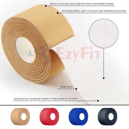 EZYFIT Adhesive Rigid Sports Tape - 5 cm x 30 feet | Non-Stretch Athletic Tape for Joint Support, Injury Recovery & Muscle Stabilization | Breathable Cotton, Skin-Friendly Adhesive � 1 Roll