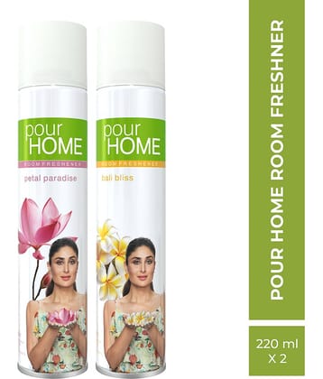 POUR HOME Petal Paradise & Bali Bliss Room Freshener Spray 220ml Each (Pack of 2)