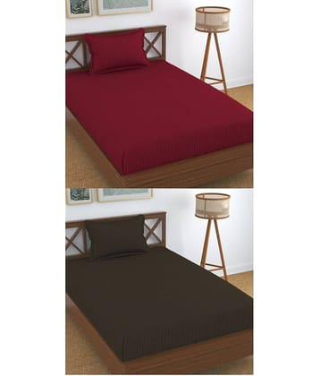 Homefab India Cotton Single Bedsheet ( Brown )