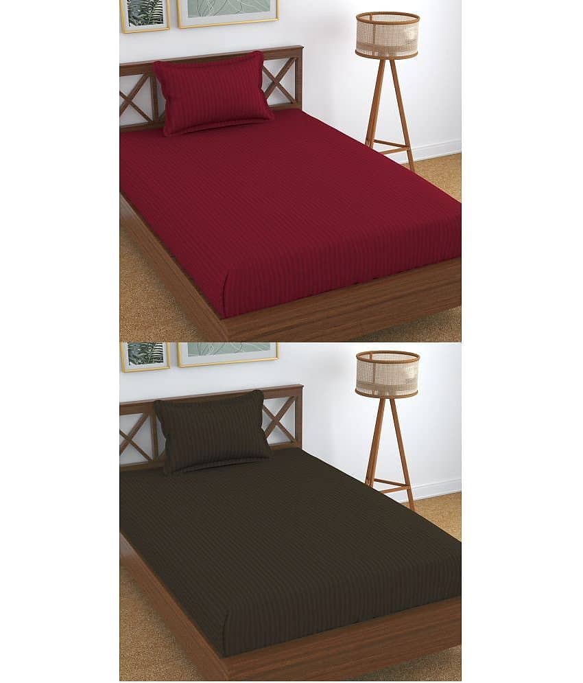 Homefab India Cotton Single Bedsheet ( Brown )